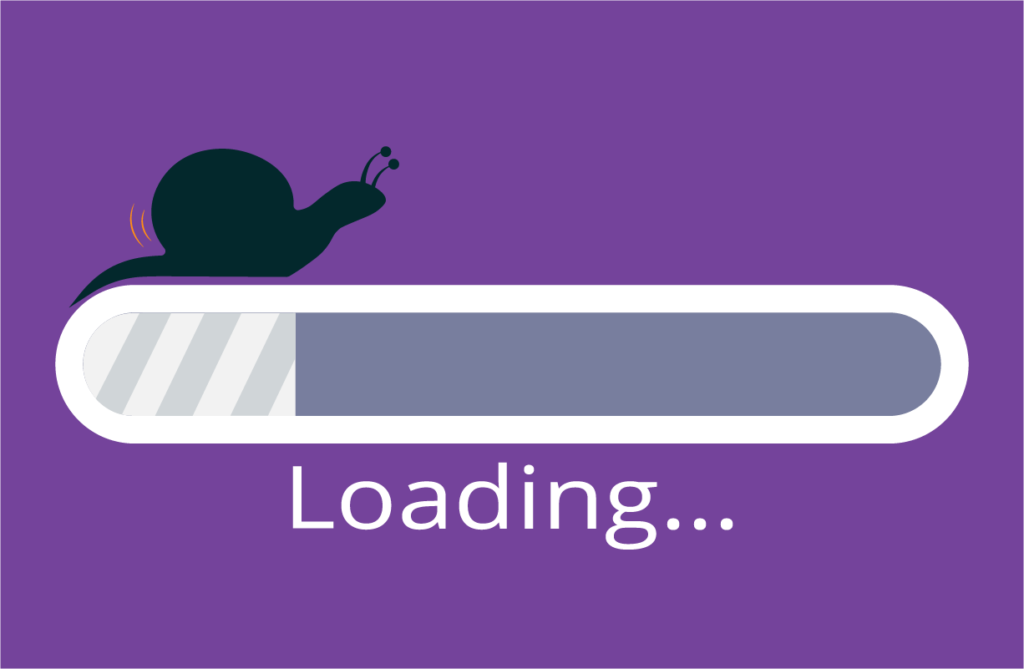 A website’s loading speed and a preloader with a snail on top