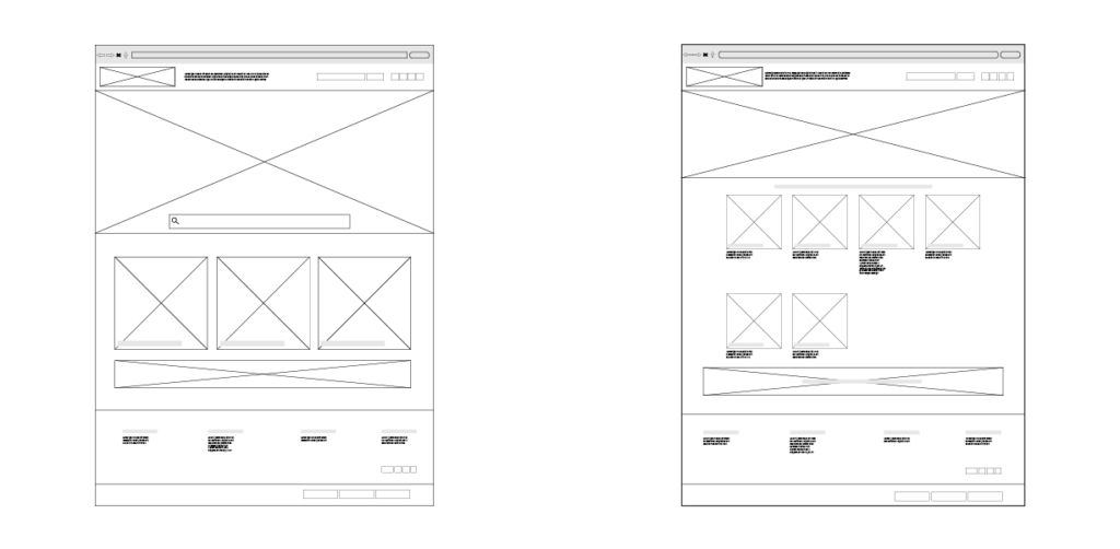 Wireframes represent the basic structure of a website by means of geometrical shapes and lines 
