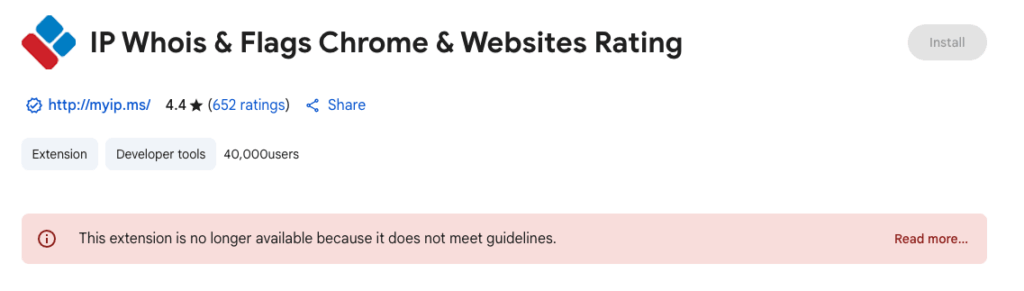IP Whois & Flags Chrome & Websites Rating 