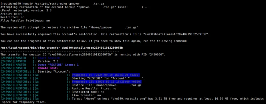 Unpacking files when migrating a website 