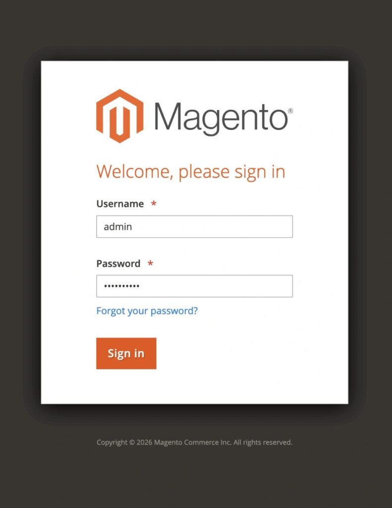 Logging into the Magento Admin Panel