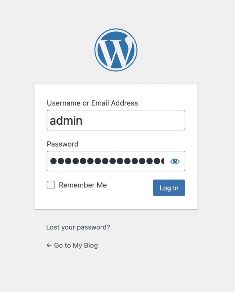Logging into the WordPress Admin Panel