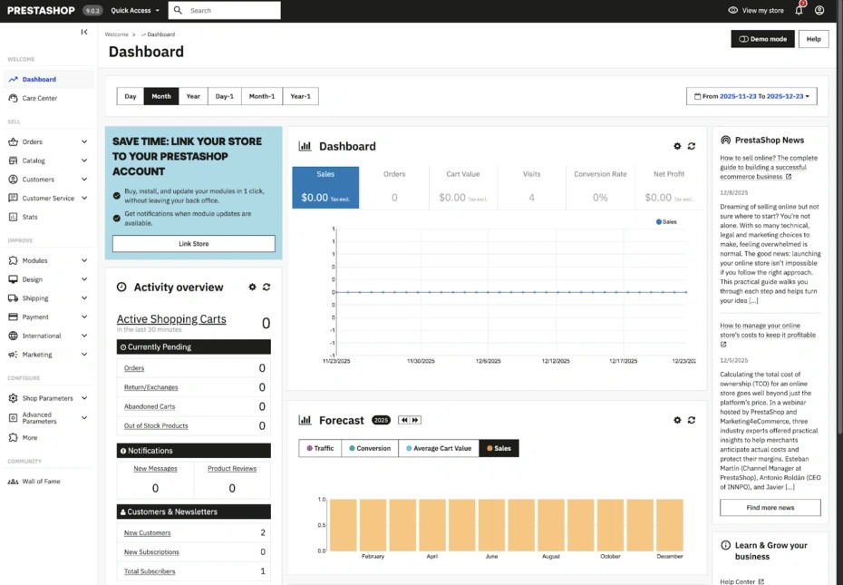 PrestaShop Admin Panel Page