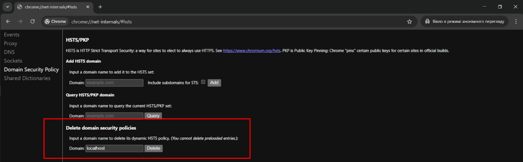 Localhost Not Working - Removing HSTS Policies in Chrome | HostPro blog